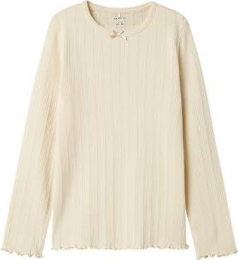 Name It Blouse - Rib - NkfNolea - Perkament m. Pointelle - Name It - 7-8 jaar (122-128) - Shirts