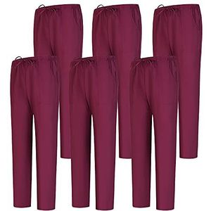 MISEMIYA - Verpakking met 6 stuks, uniseks, elastisch, uniformen, medische uniformen, Granaatrood 68, XS