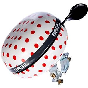 Basil fietsbel Big Bell Polkadot wit/rood, 80 mm
