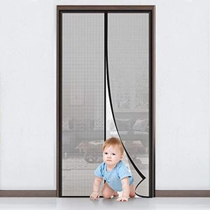 MYCARBON Vliegengaas voor deur, magnetisch, insectenbescherming, balkondeur, vliegengordijn, 100 x 210 cm, kleefmontage zonder boren, gordijn voor balkondeur, woonkamer, schuifdeur, terrasdeur
