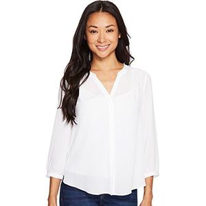 NYDJ Women's Petite Size 3/4 Sleeve Pintuck Blouse, Optic White, X-Small