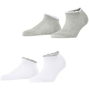 ESPRIT Dames Korte sokken Romantic 2-Pack W SN Viscose Dun eenkleurig Multipack 2 Paar, Veelkleurig (Grey White 0010), 35-38