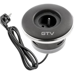 GTV - Meubelcontactdoos Shutter, inbouwstopcontact, 1 x French stopcontact, met praktische sluiting, kabellengte 1,5 m, kleur zwart, voor bureaus, tafelblad, keuken en kantoor
