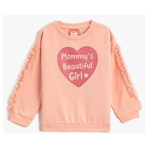 Koton Baby-meisje bedrukt ruffle detail lange mouwen ronde hals geborsteld interieur sweatshirt, roze (274), 18-24 Maanden