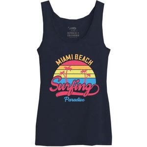 Republic Of California WoREPCZTK030 Miami Beach Surfing Paradise Tank Top Dames, Navy, Maat XS, Marine., XS