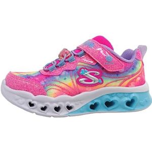 Skechers Flutter Heart Lights Groovy Swirl Wandellaarzen voor meisjes, Hot Pink Sparkle Mesh Lavender Trim, 29 EU