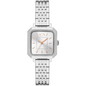 Armani Exchange Watch For Women, Quartz Movement and 27mm Case Size with Stainless steel, Leather or Silicone strap,Licht Zilver, 27MM