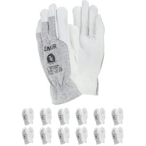 TK Gloves Lemur Werkhandschoenen, montagehandschoenen van leer, maat 11, 12 paar, van ruw geitenleer, montagehandschoenen/handschoenen