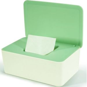 Doos voor vochtige doekjes voor baby's, box voor vochtig toiletpapier, groene opbergdoos met deksel houdt de doeken, vochtige papieren doos voor thuis en op kantoor