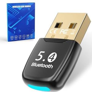 GlasFlength Bluetooth Adapter PC - 5.4 Bluetooth Dongle, USB Bluetooth Stick, Low Latency, Plug & Play, met Windows 7/10/8.1/11, voor desktop, laptop, headset, toetsenbord, muis