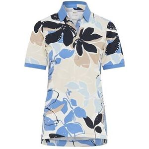 Style Cleo poloshirt in piqué-kwaliteit met een bloemenprint, 24 Sapphire Blue, 36