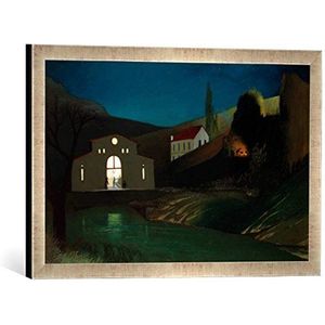 Ingelijste foto van Tivadar Csontváry-Kosztka ""Het elektriciteitsnet van Jajce bij nacht"", kunstdruk in hoogwaardige handgemaakte fotolijst, 60x40 cm, zilver Raya