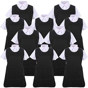 MISEMIYA - Verpakking van 10 stuks, schort, voor de reiniging van de laboratoriumtechniek, voor medische reiniging, gastronomie, ref. 868, zwart 21, M