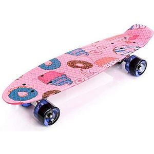 Compleet Retro Plastic Skateboard - Ideaal voor Kinderen en Tieners - Jongens en Meisjes - Kunststof Miniboard met Print - Cruiser board (CANDY)