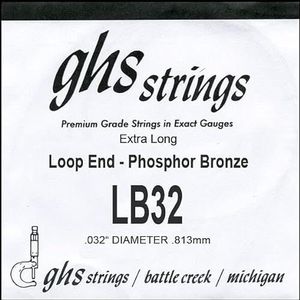 GHS™ Strings »PHOSPHOR BRONS SINGLE STRING - 032 WOUND - LOOP END - BANJO« enkele snaar voor banjo - fosfor brons - Loop End - dikte: 032