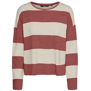 VERO MODA Dames Vmwanda Ls O-Neck Boo Pullover, Marsala/Stripes: berk, M