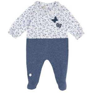 Chicco Katoenen romper met voet, pyjama voor jongens en meisjes, donkerblauw, 3 Maanden