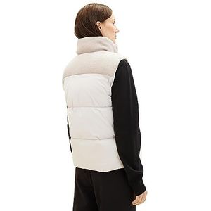 TOM TAILOR Gewatteerd vest voor dames met gebreid inzetstuk en opstaande kraag, 16339-wolken grijs, L
