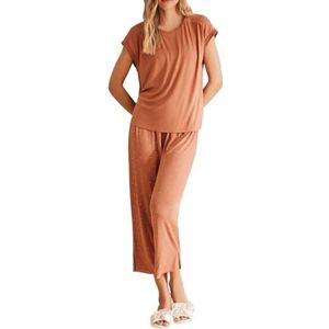 Women'Secret Capri Spring Soft Touch pyjama voor dames, Lichtbruin, S