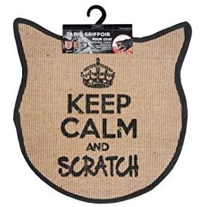 Wouapy - Krabmat voor katten – krabtapijt van sisal – Design & Trend – opschrift""Keep Calm and Scratch"" – grijs antraciet 55 x 31 x 0,7 cm