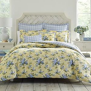 Laura Ashley | Luxe Ultra Comforter, All Season Premium Beddengoedset, stijlvol delicaat ontwerp voor huisdecoratie, katoen, zacht geel, koning