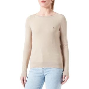 Tommy Hilfiger Dames CO Jersey Stitch Boat-NK Sweater Beige XXL, Beige, XXL