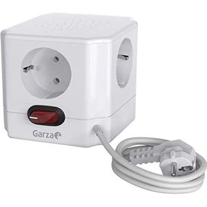 Garza Power stekkerdoos met 4 geaarde stopcontacten met schakelaar, kabel 1,5 mm x 1,5 m, wit