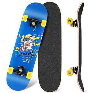 WeSkate Klassiek skateboard voor beginners, 80 x 20 cm, 7 lagen esdoorn, Double Kick Deck concave skateboard voor kinderen, jongeren, volwassenen, meisjes en jongens