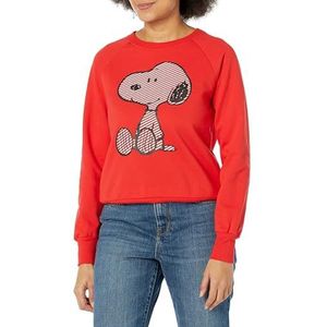 Peanuts Dames Snoopy dames voor- en achterkant grafisch sweatshirt, rood, S, Rood, S