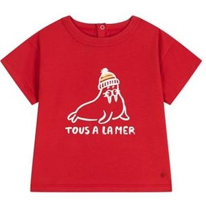 Petit Bateau T-shirt met korte mouwen voor jongens, Rood, 3 Maanden