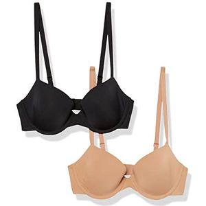 Amazon Essentials Demi Cup microvezel beha voor dames, 2 stuks, camel, 34DD