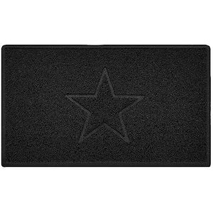 Nicoman Star Geperste deurmat (geschikt voor binnen en buiten beschermen), medium (75 x 44 cm), zwart