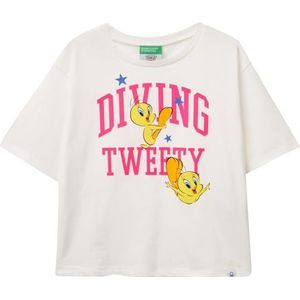 United Colors of Benetton T-shirt voor meisjes en meisjes, Wit, 130