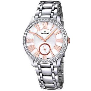 Candino Vrouwen Quartz horloge met witte wijzerplaat analoge weergave en zilveren roestvrij stalen armband C4595/1, Wit/Zilver, Armband
