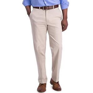 Haggar Men's Iron Free Premium Khaki Classic Fit Flat Front Expandable Waist Casual Pant