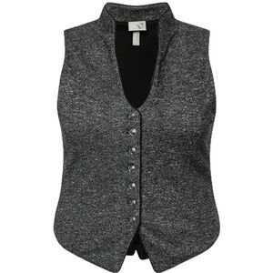 Ulla Popken, Dames, grote maten, klederdrachtlijfje, opstaande kraag, zwart, 46