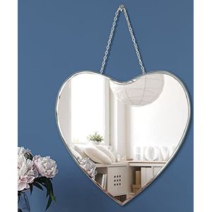 QMDECOR Hartvormige Spiegel Met Ijzeren Ketting Voor Muur Decor 12x12 Inch Muur Hang Echt Glas Frameloze Decoratieve Spiegel Glam Spiegel
