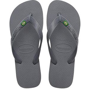 Havaianas - Top Brasil, comfortabele, duurzame en lichtgewicht teenslippers, met antislipzool, Braziliaanse vlag op de bandjes, volwassenen, uniseks, Staal Grey001, 39/40 EU