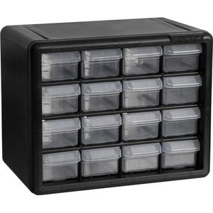 Akro-Mils 10716 Kunststof lade opbergkast met 16 lades voor garageorganisatie, kralenorganizer, Lego opslag, lerarengereedschapskist, make-up organizer, 25,5 cm B x 6-1,2 inch D x 8-1/2 inch H, zwart