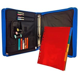 Raylu Paper - Documententas A4 met ringen en ritssluiting, notitieboek-organizer met gekleurde scheidingswanden voor conferenties, reizen en studies (blauw)