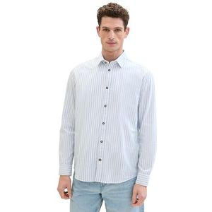 TOM TAILOR heren overhemd, 35381 - Blue White Dobby Stripe, XXL