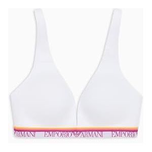 EMPORIO ARMANI Vrouw Logo Band Gewatteerde Driehoek BH Wit S, Wit, S