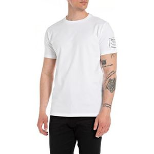 Replay T-shirt voor heren, korte mouwen, regular slim fit, 801 CHALK, 3XL