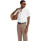 Bugatti - Overhemd - Wit - Korte Mouwen - Met Button-Downkraag