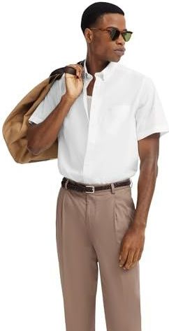 Bugatti - Overhemd - Wit - Korte Mouwen - Met Button-Downkraag