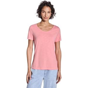 Street One - Gerda - Shirt - Koraal - Jersey, Ronde Hals, Kwartmouw