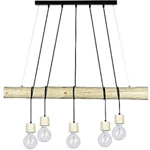 Homemania HOMBR_0291 Hanglamp, plafondlamp, hout, metaal, zwart, 115 x 8-12 x 140 cm