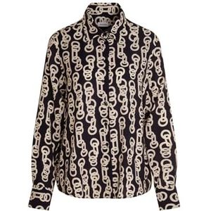 Seidensticker Hemdblouse voor dames, modieuze blouse, regular fit, hemdblousekraag, lange mouwen, 100% viscose, Donkerblauw, 38