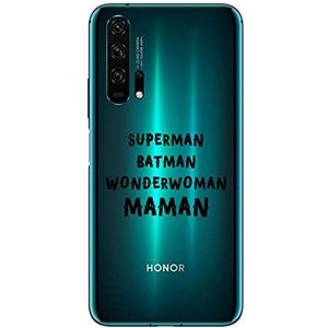 Zokko Beschermhoes voor Honor 20 Superman Batman Wonderwoman Maman - zacht, transparant, zwarte inkt