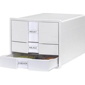 HAN Ladenbox Impuls 2.0 met 3 gesloten laden voor DIN A4/C4 incl. etiketten, documentenbox, bodem met uittrekblokkering, meubelvriendelijke rubberen voetjes, 1017-12, wit
